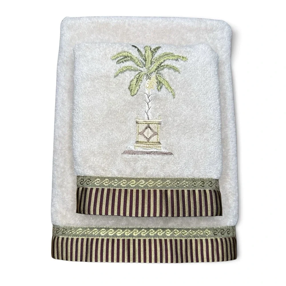 Avanti for Macys Bath Linens BANANA PALM 1 Bath Towel & 1 Hand Towel Made In USA